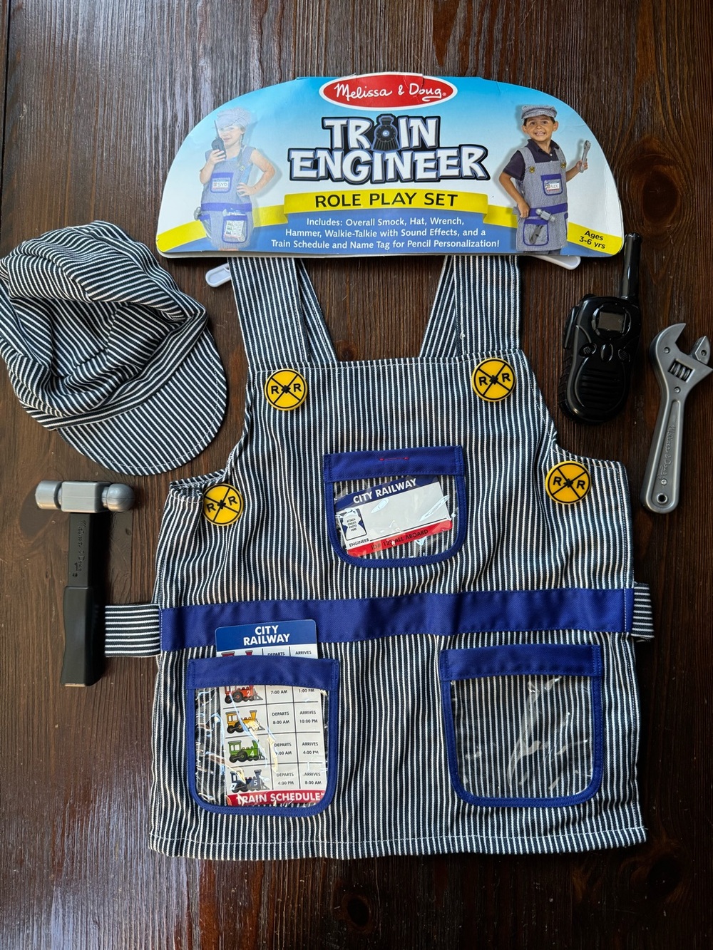 Train engineer costume play set Melissa & Doug sound conductor #4836 Halloween